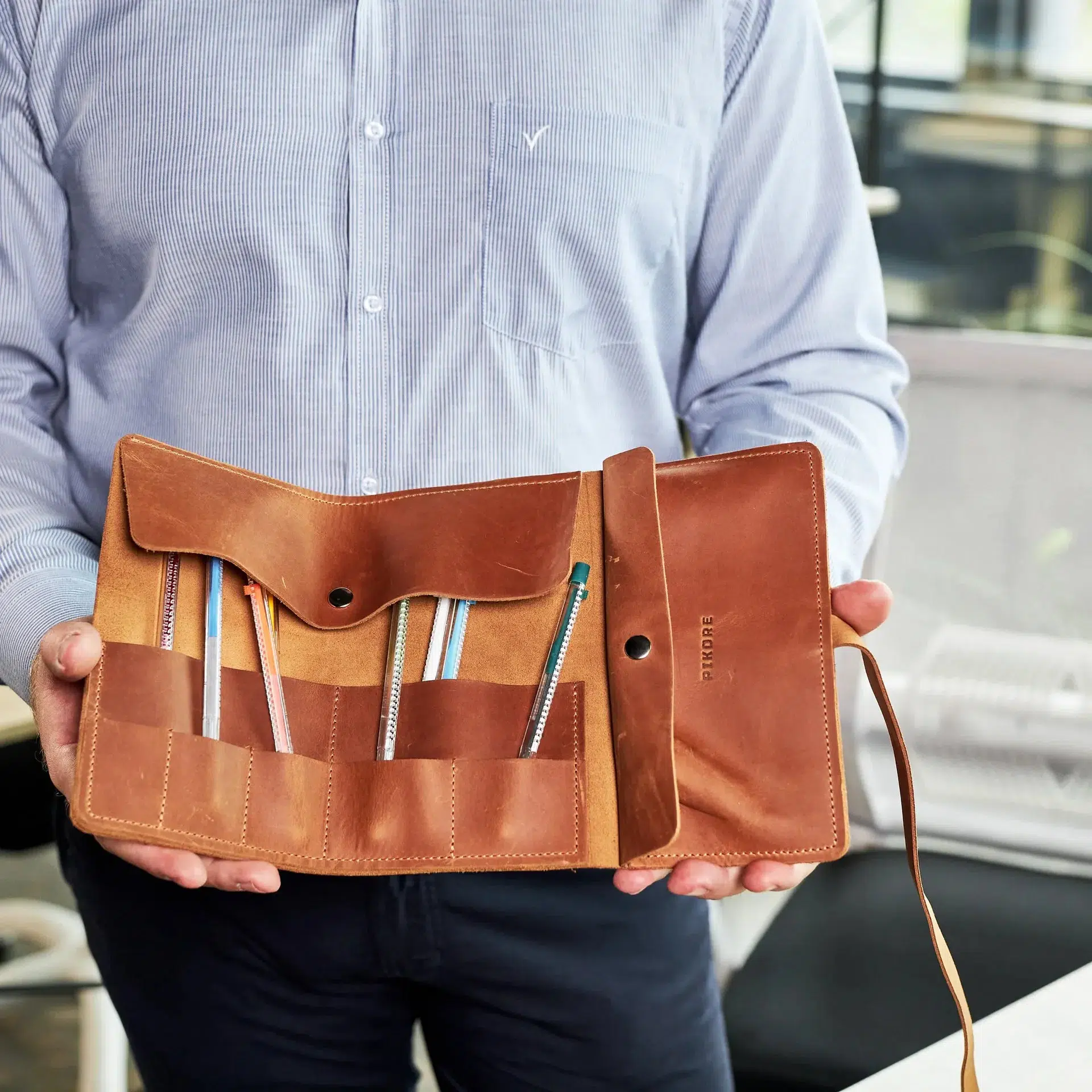 Leather Tool Roll Case - Brown - Image 3