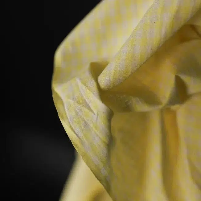 Lemon Squeeze Check Natural Indian Cotton - Image 3
