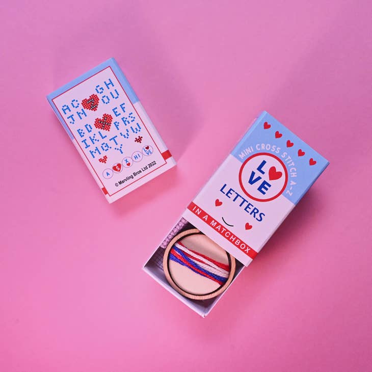 Love Letters Mini Hoop Cross Stitch Kit in a Matchbox - Image 5