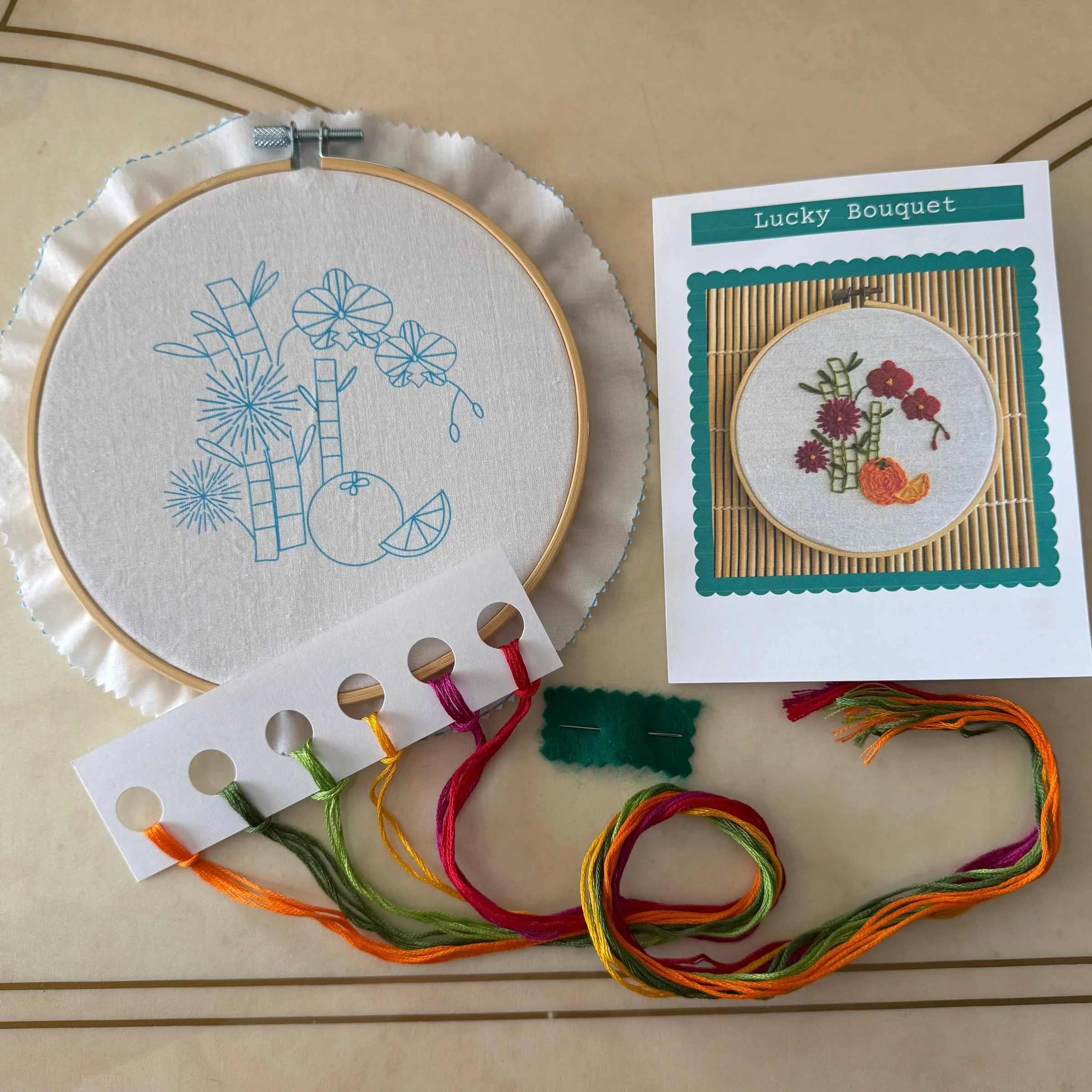 Lucky Bouquet Lunar New Year Embroidery Kit - Image 2