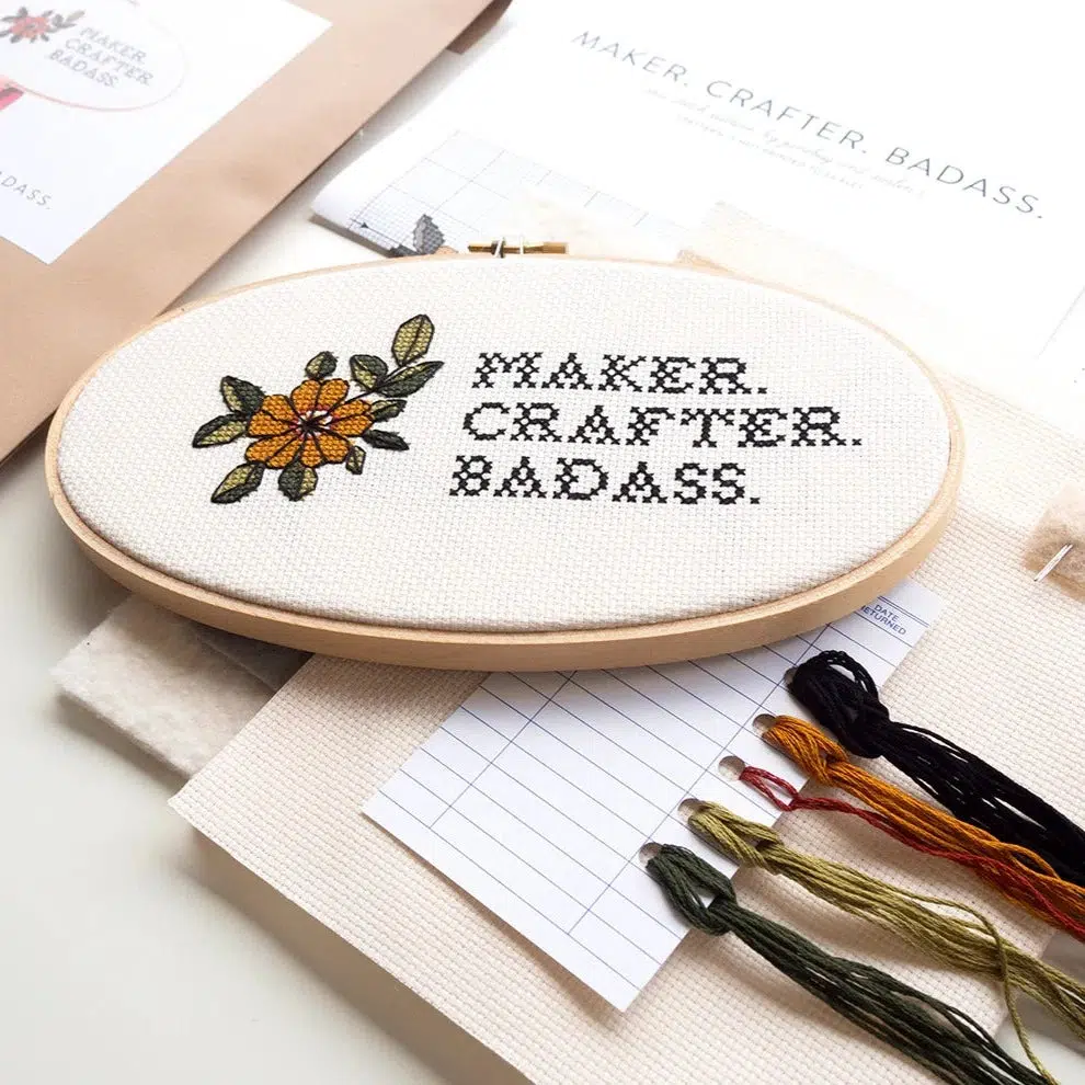 Maker. Crafter. Badass., 5"x9" Cross Stitch Kit - Image 3
