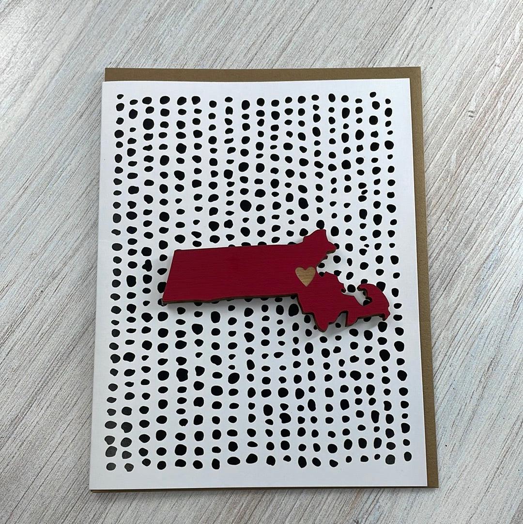 Massachusetts Heart Magnet with Card