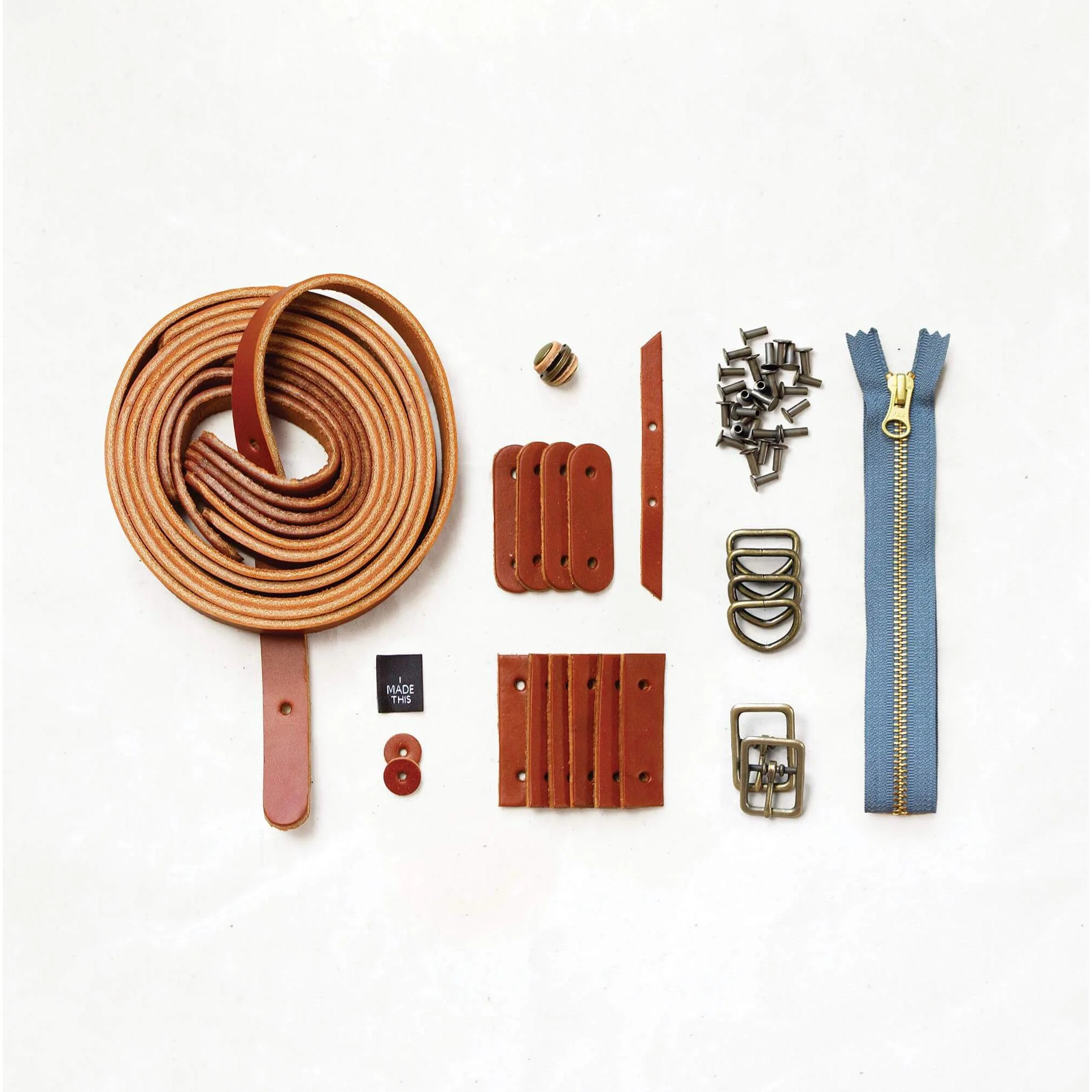 Maywood Finishing Kit - Chestnut Leather & Antique Brass Hardware - Image 2