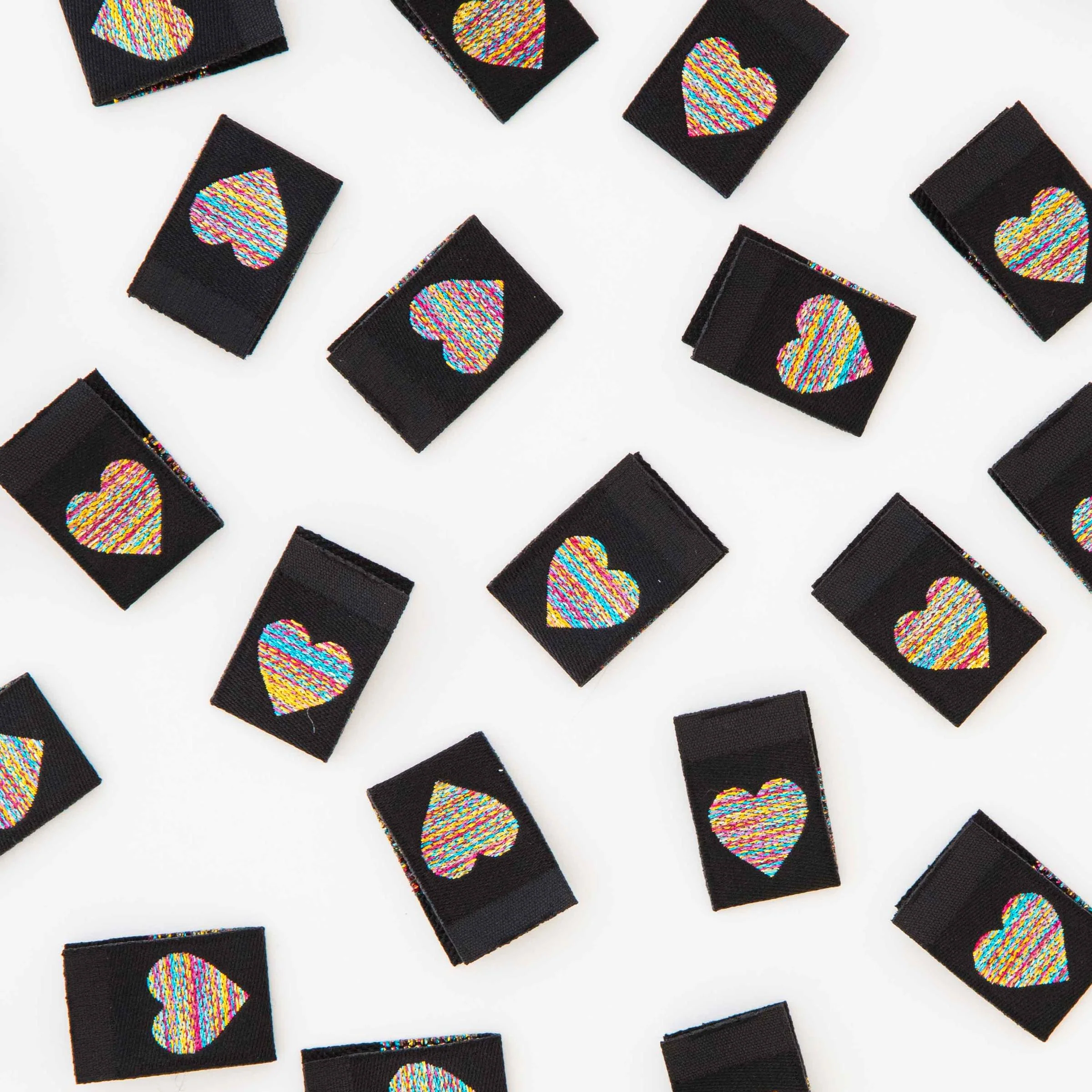 Metallic Rainbow Heart Sew-In Labels