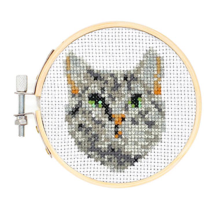 Mini Cross Stitch Embroidery Kit - Cat