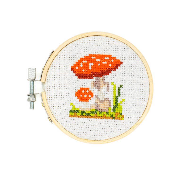Mini Cross Stitch Embroidery Kit - Mushroom - Image 2