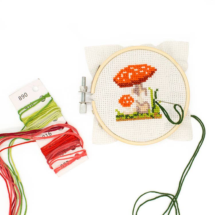 Mini Cross Stitch Embroidery Kit - Mushroom - Image 3