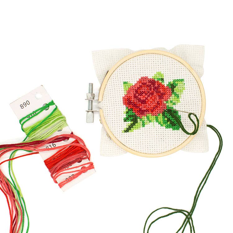 Mini Cross Stitch Embroidery Kit - Rose - Image 3