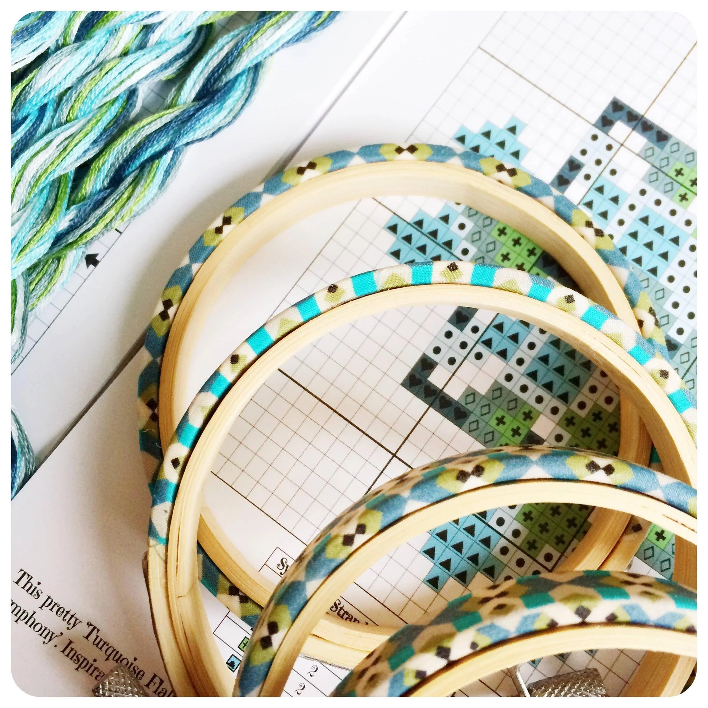 Mini Geometric Cross Stitch Kit, 3" Hoop - Image 2
