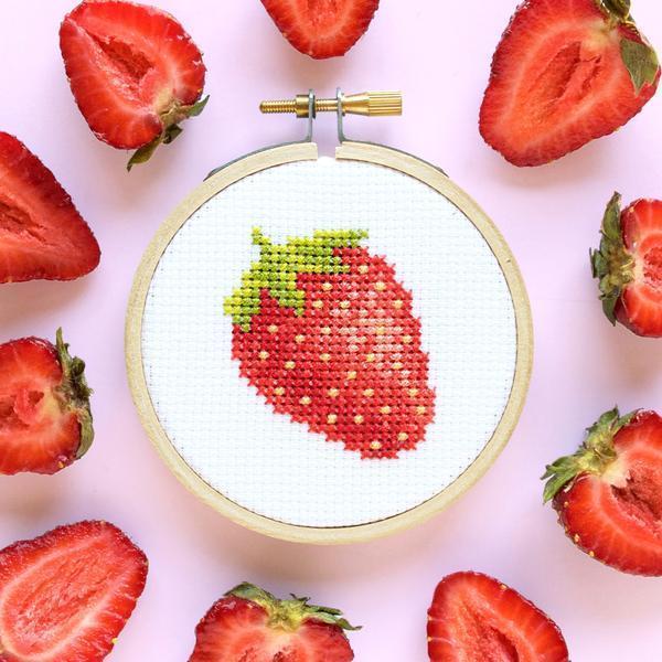 Mini Strawberry DIY Cross Stitch Kit - Image 2