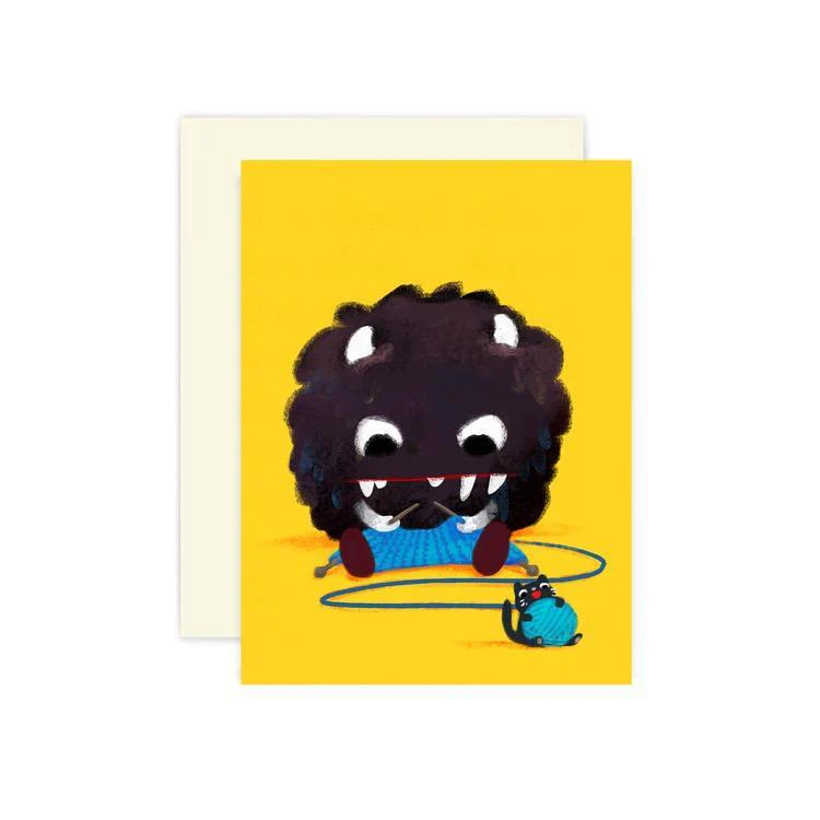 Monster with Meow Knitting Card