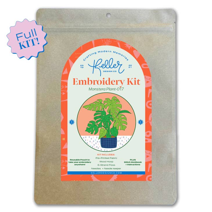 Monstera Plant Embroidery Kit