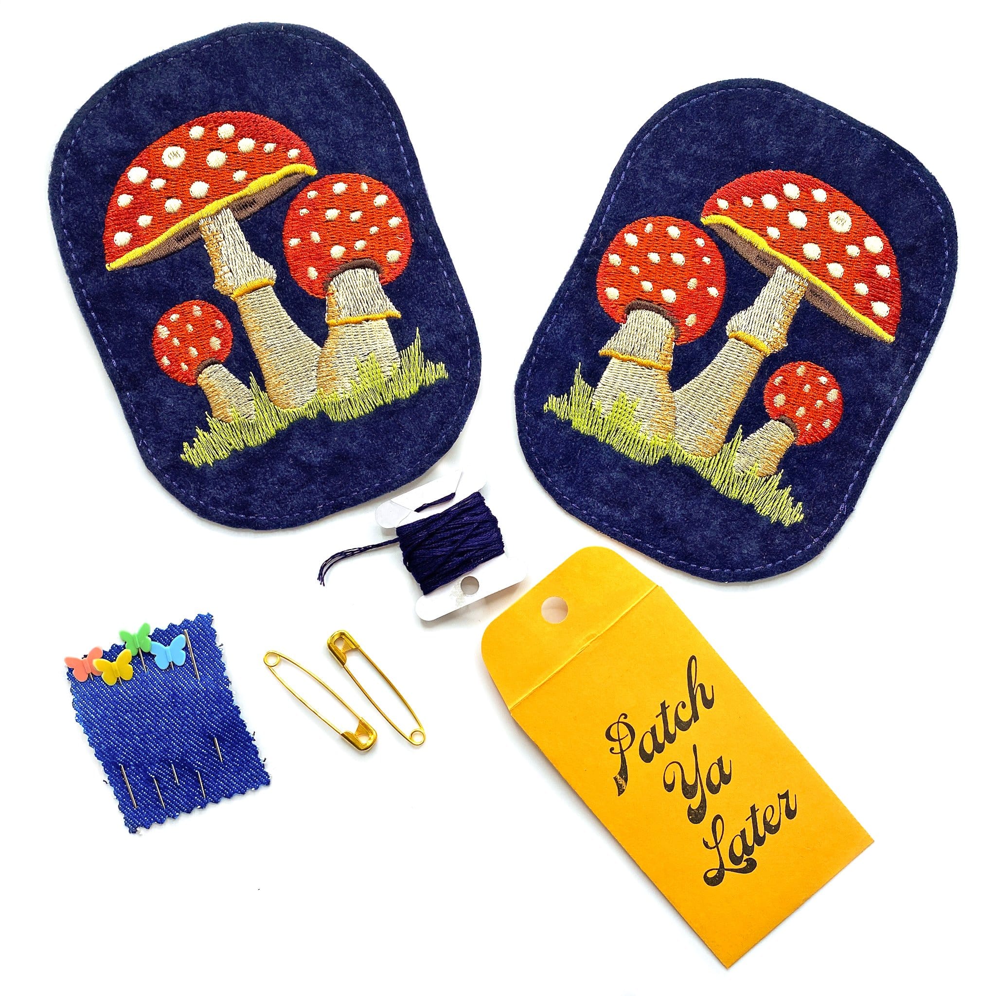 Mushroom Navy Elbow Patch Set