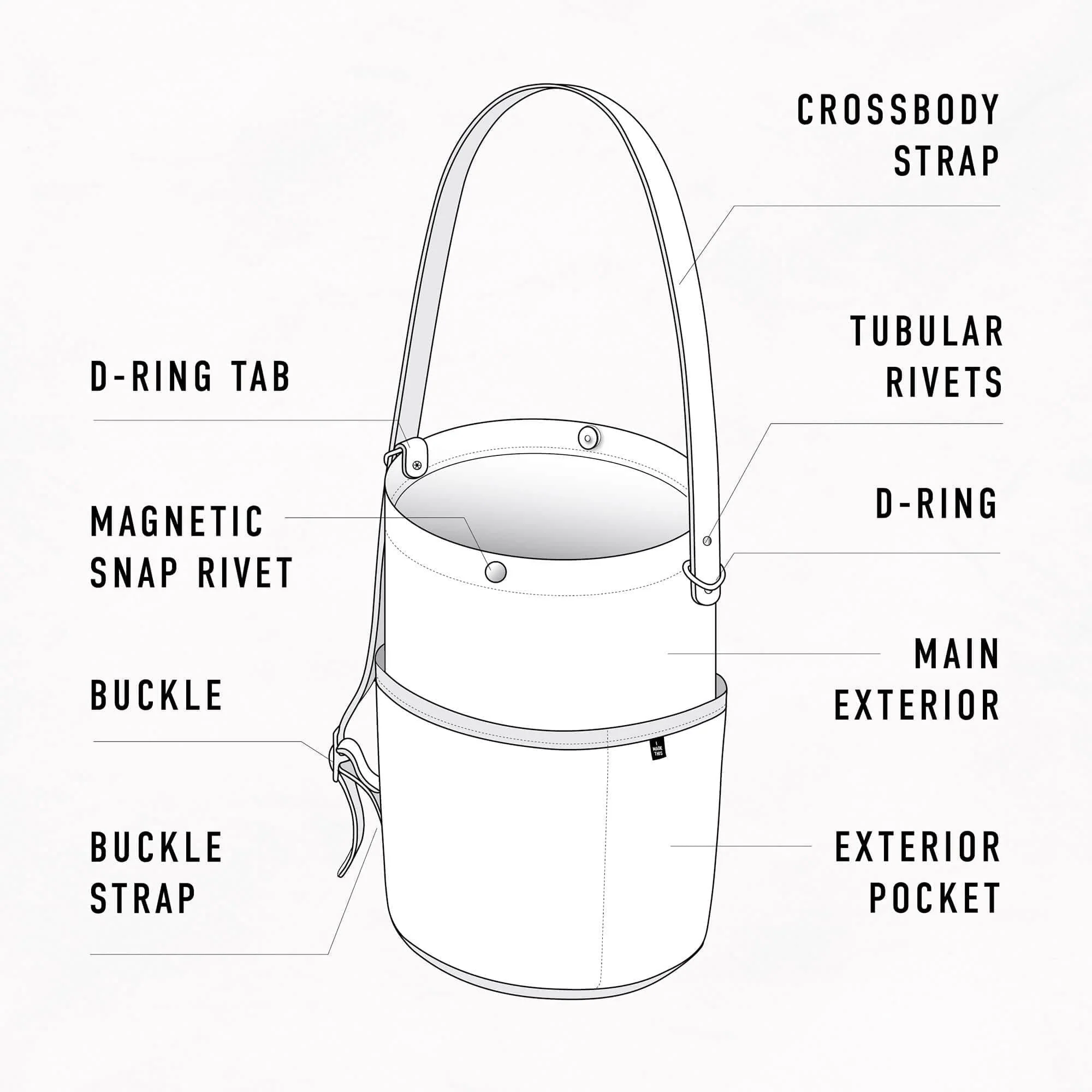 Naito Bucket Bag Leather + Hardware Kit - Black Leather - Image 5
