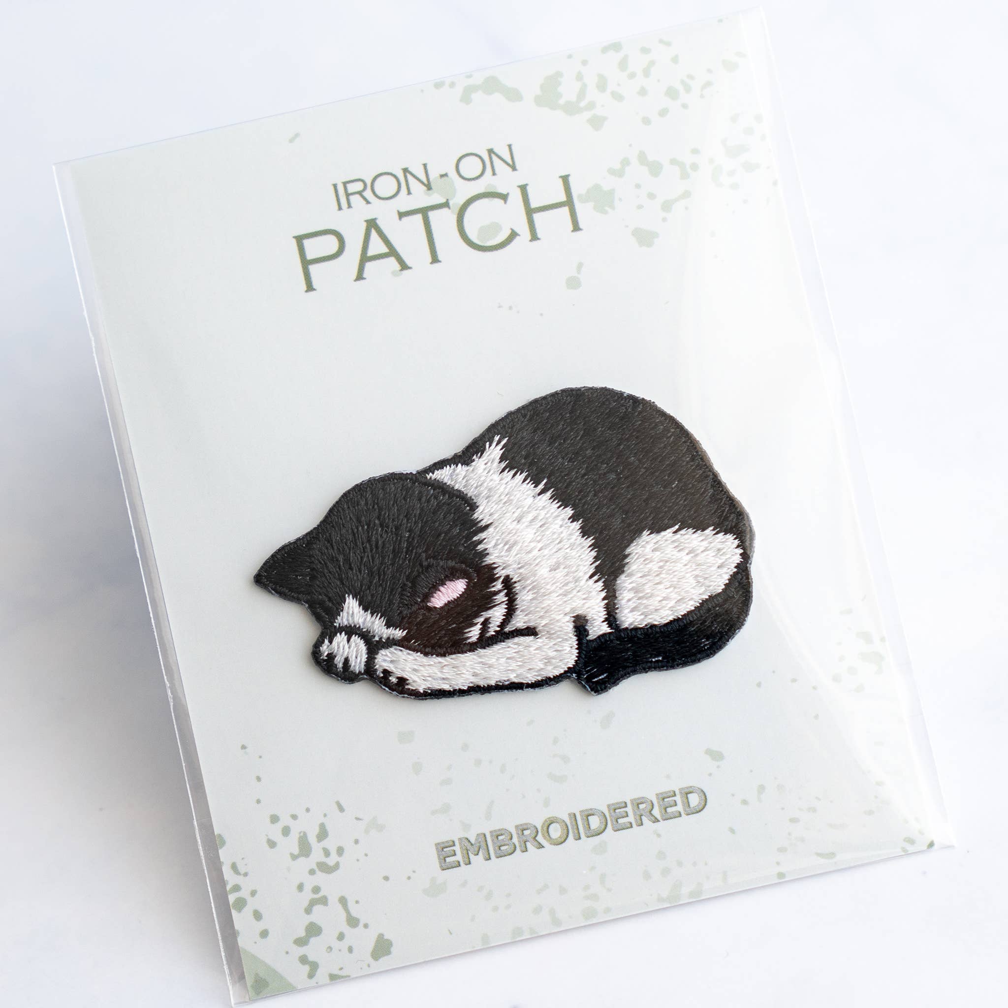 Napping Black & White Cat Iron-On Patch