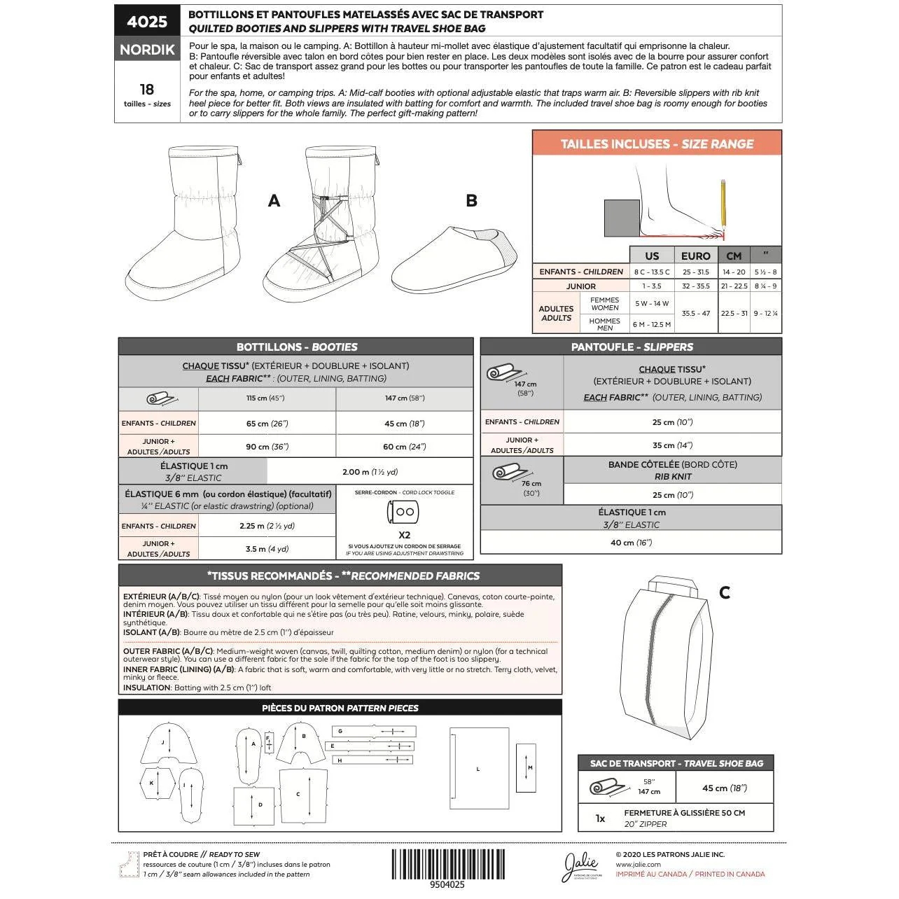 Nordik Quilted Booties, Slippers & Travel Bag Pattern - PDF DOWNLOAD - Image 10