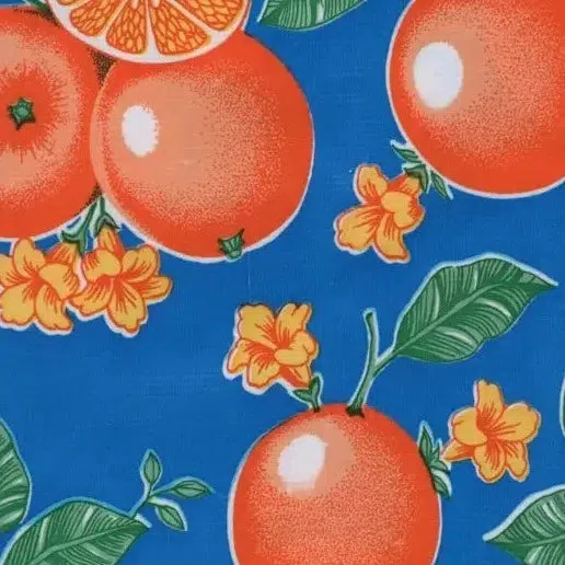 Oranges Oilcloth on Blue
