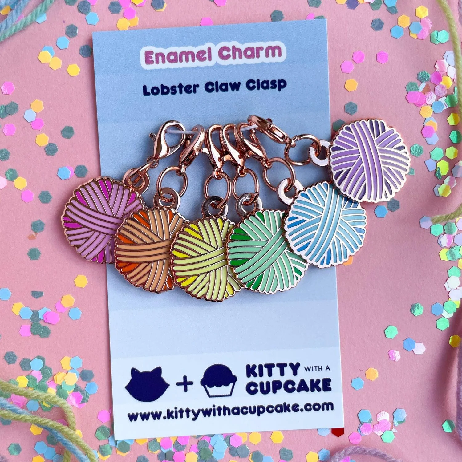 Pastel Rainbow Yarn Ball Charm Set - Image 3