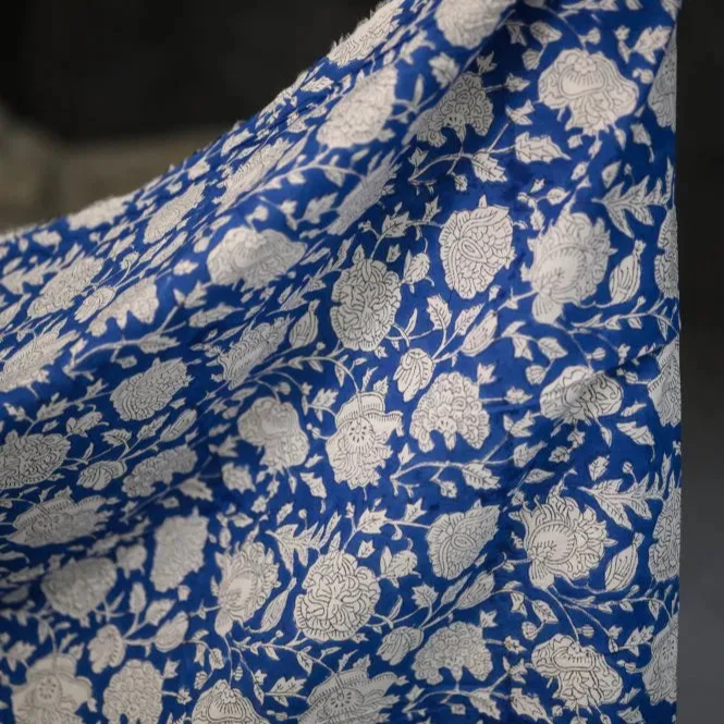 Posy Flower Block Print Indian Cotton - Image 2