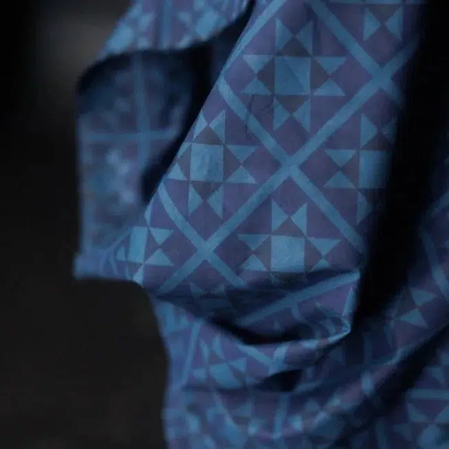 Printed Sawtooth Indigo Indian Cotton - Image 2