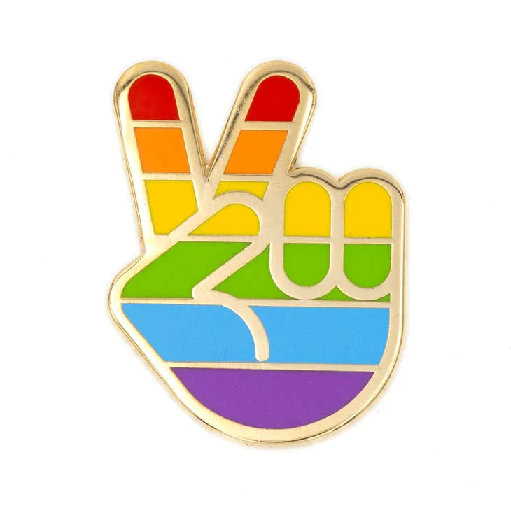 Rainbow Pride Peace Hand Enamel Pin