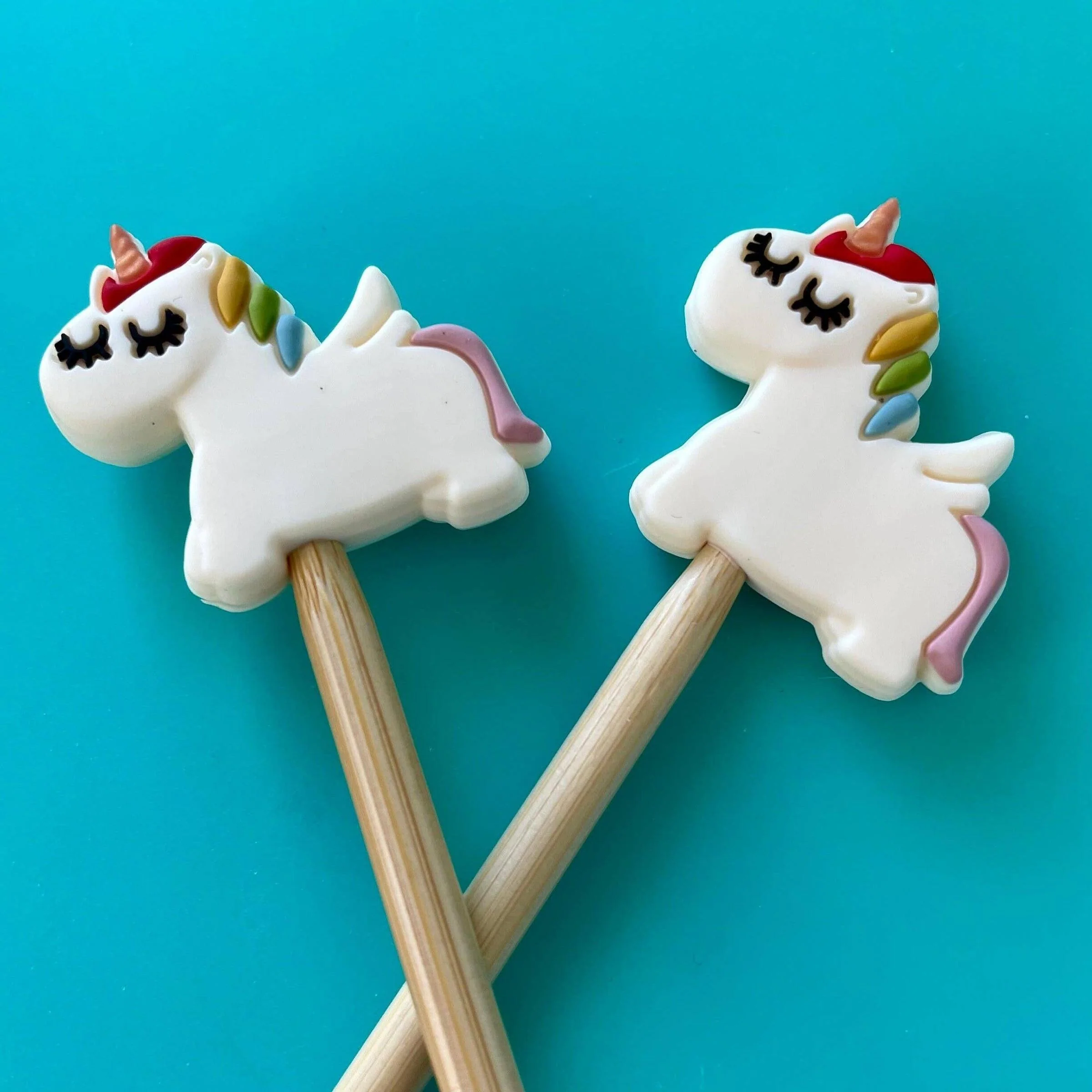 Rainbow Unicorn Knitting Needle Point Protectors - Purple