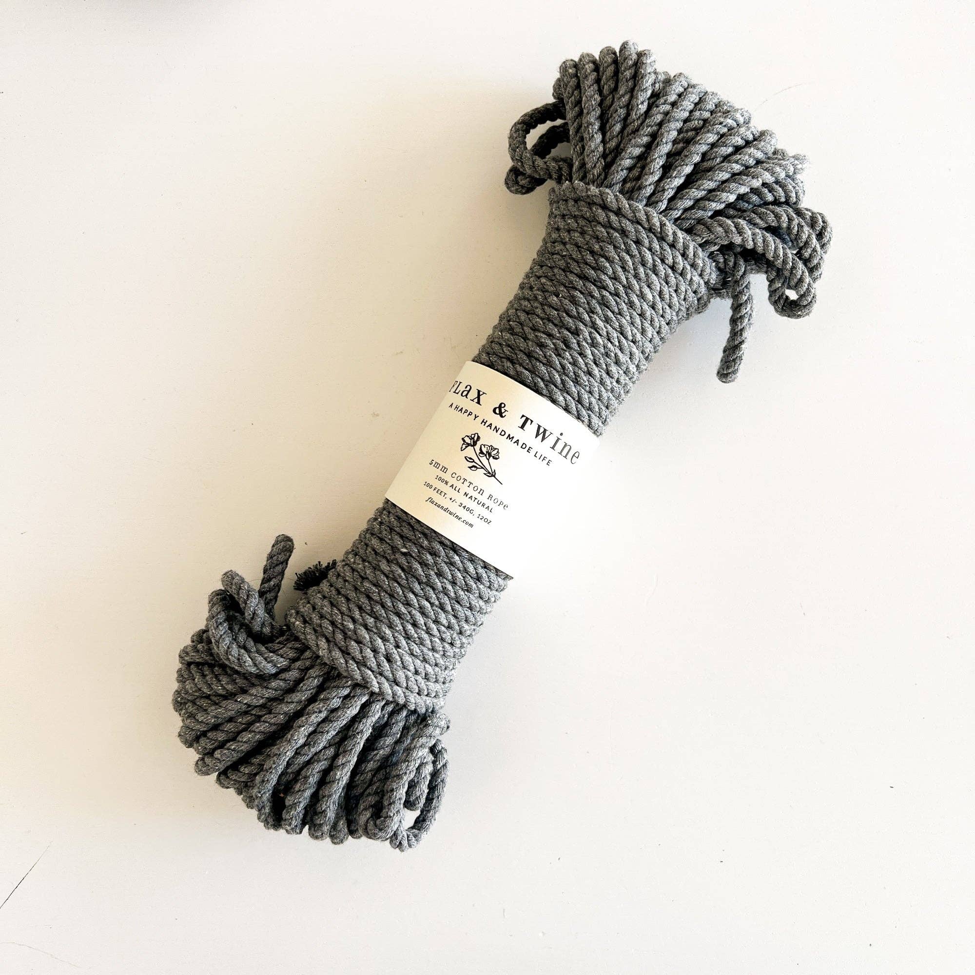 Recycled 5mm Cotton Rope - Smoke