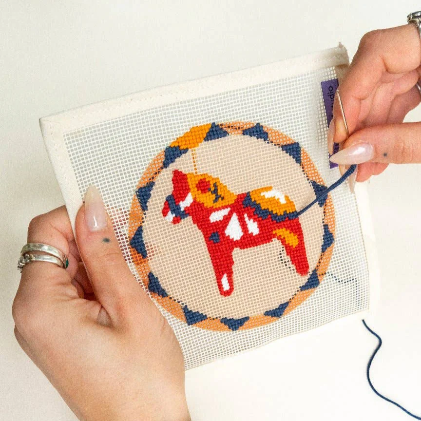 Red Dala Horse Needlepoint Ornament Kit