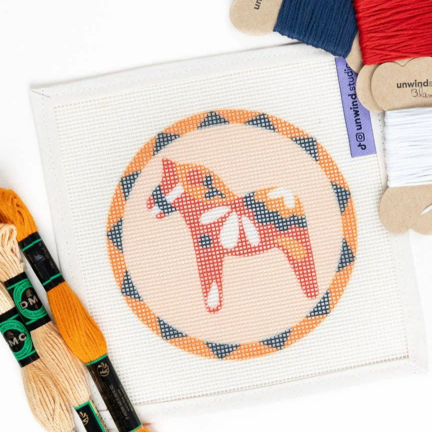 Red Dala Horse Needlepoint Ornament Kit - Image 2