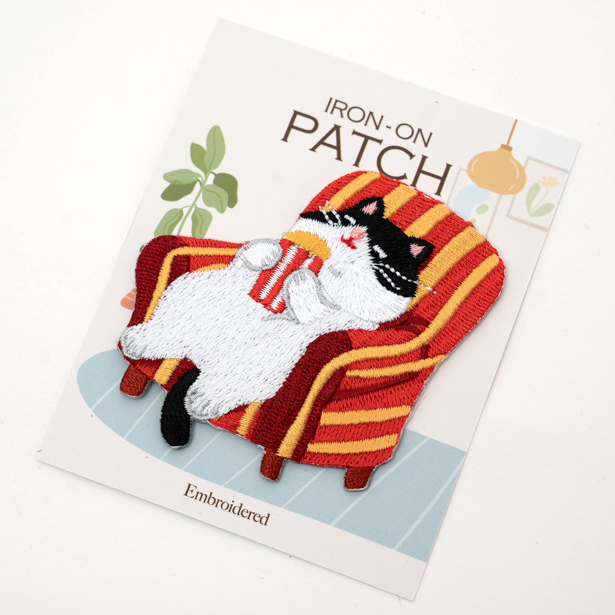 Red Sofa Cat Iron-On Patch