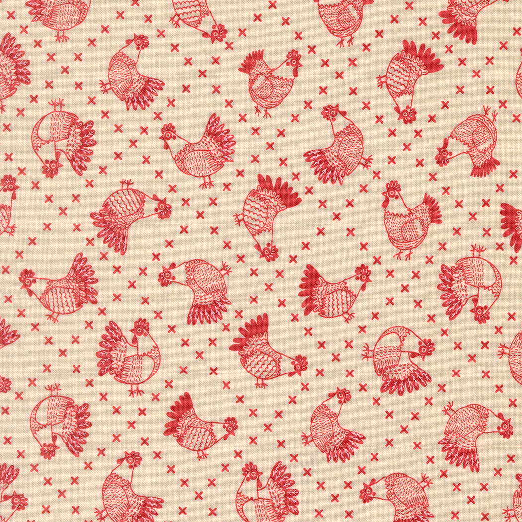 REMNANT: Cross Stitch Chickens Barn 30% OFF 1.0 YD