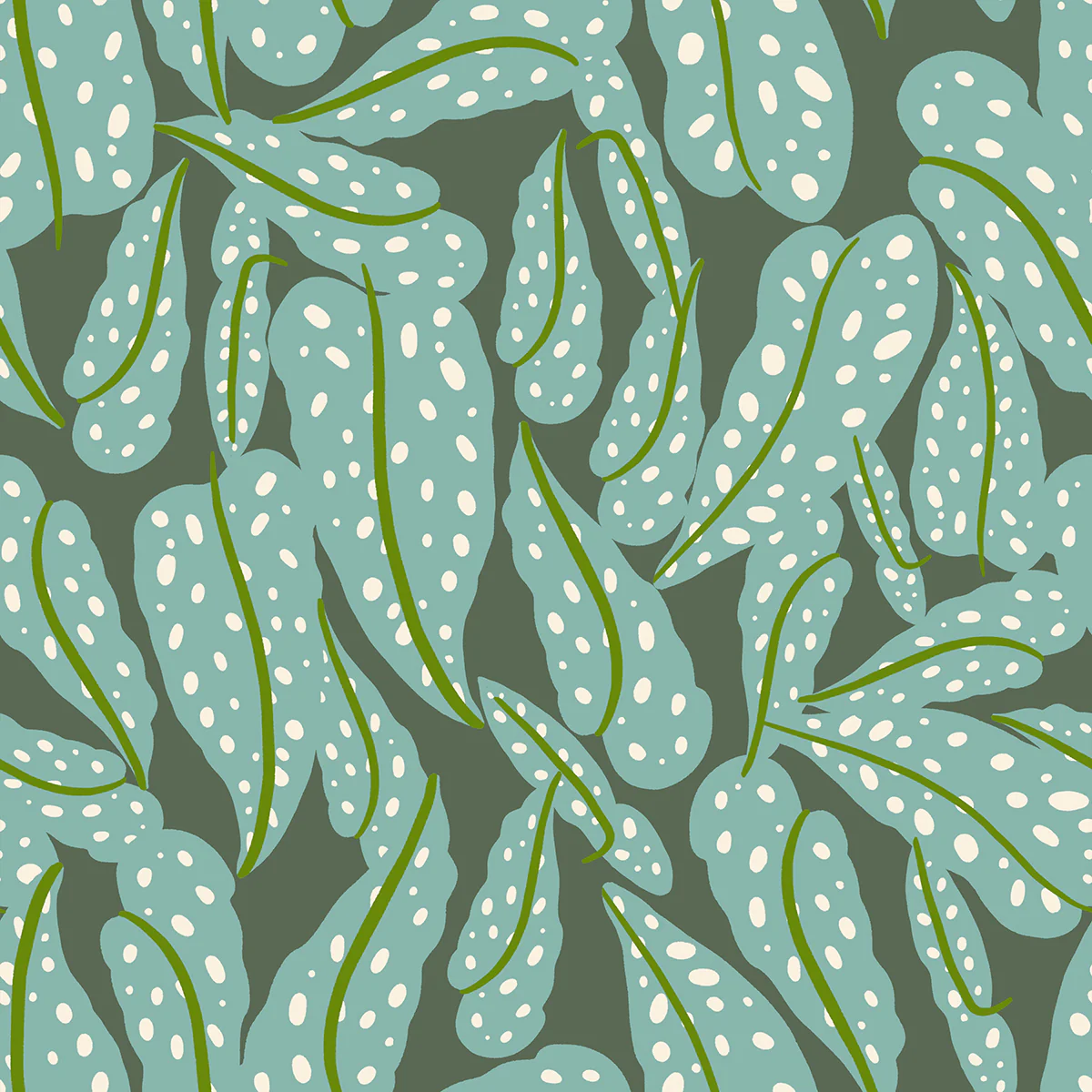 REMNANT: Overlapping Leaves Seaweed 30% OFF 1.8 YDS