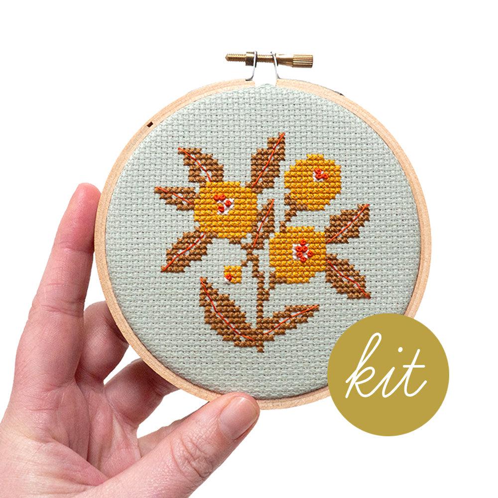 Retro Blooms, 4” Cross Stitch Kit
