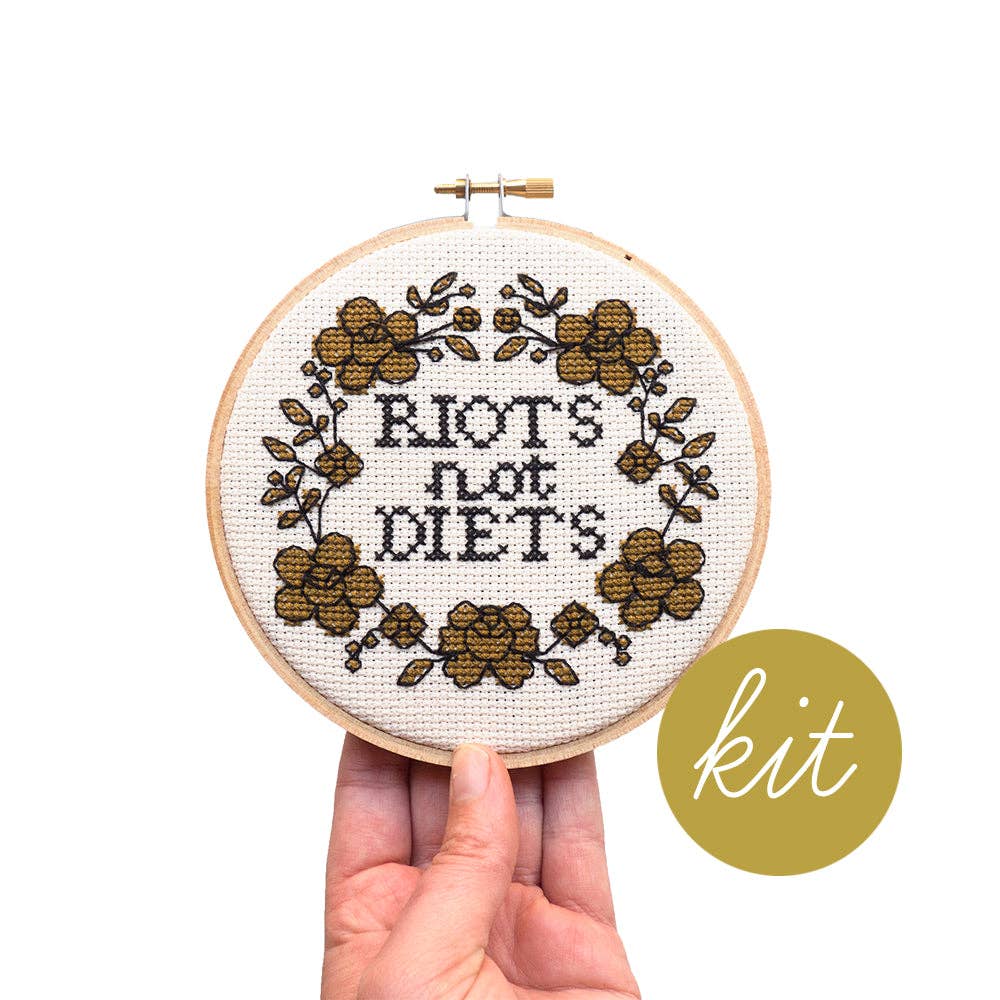 Riots not Diets, 5" Cross Stitch Kit