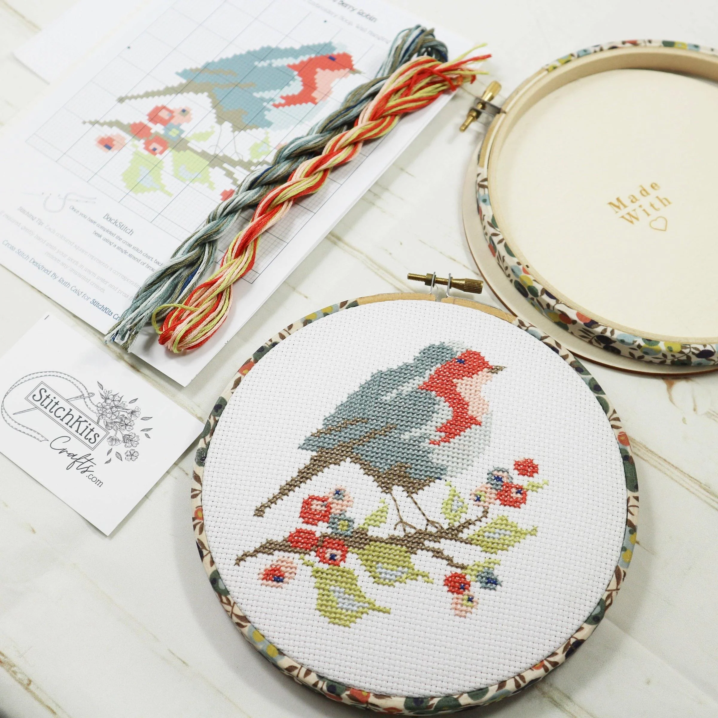Robin And Berry Cross Stitch Kit - Image 2