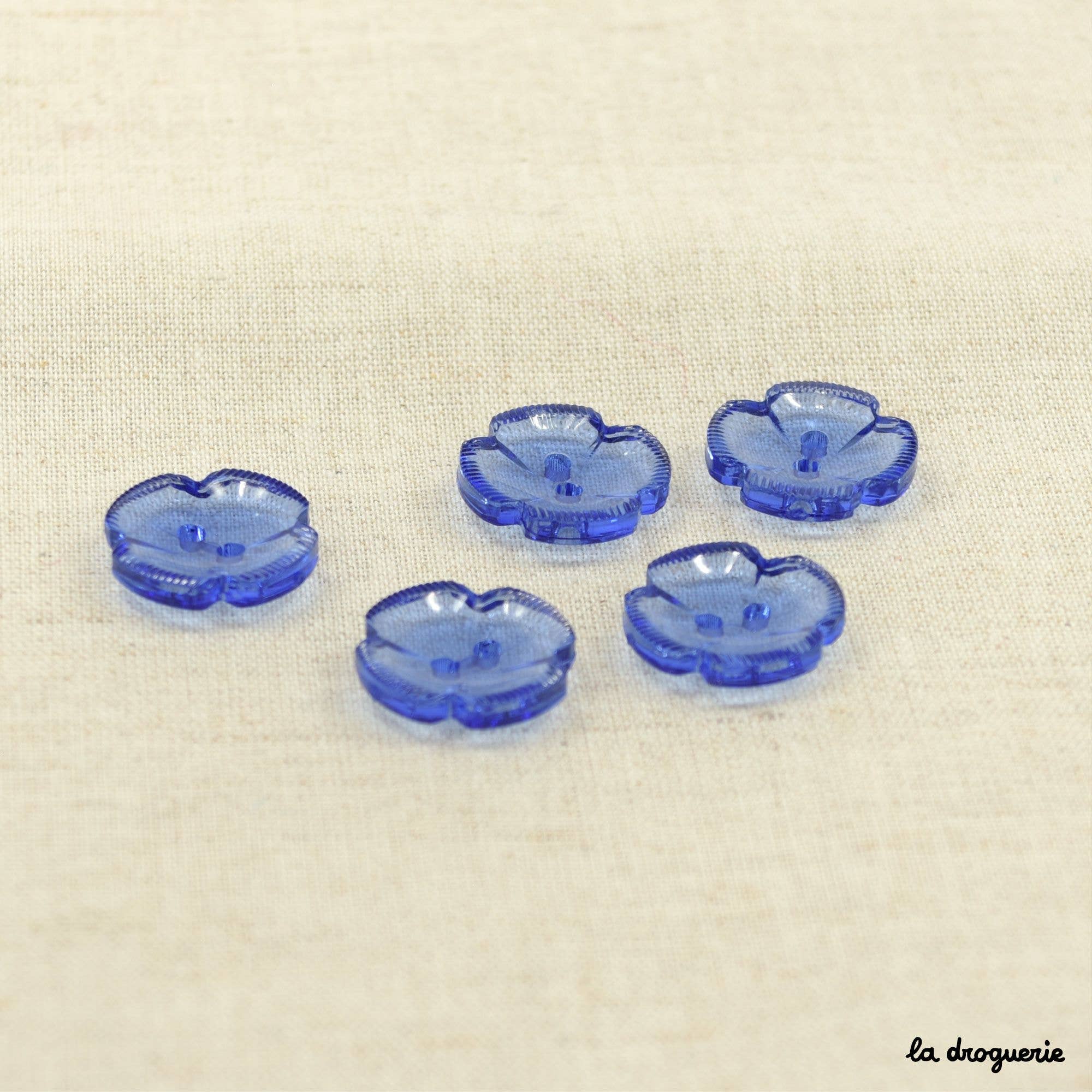 Sapphire Blue Translucent Flower Button - 18mm