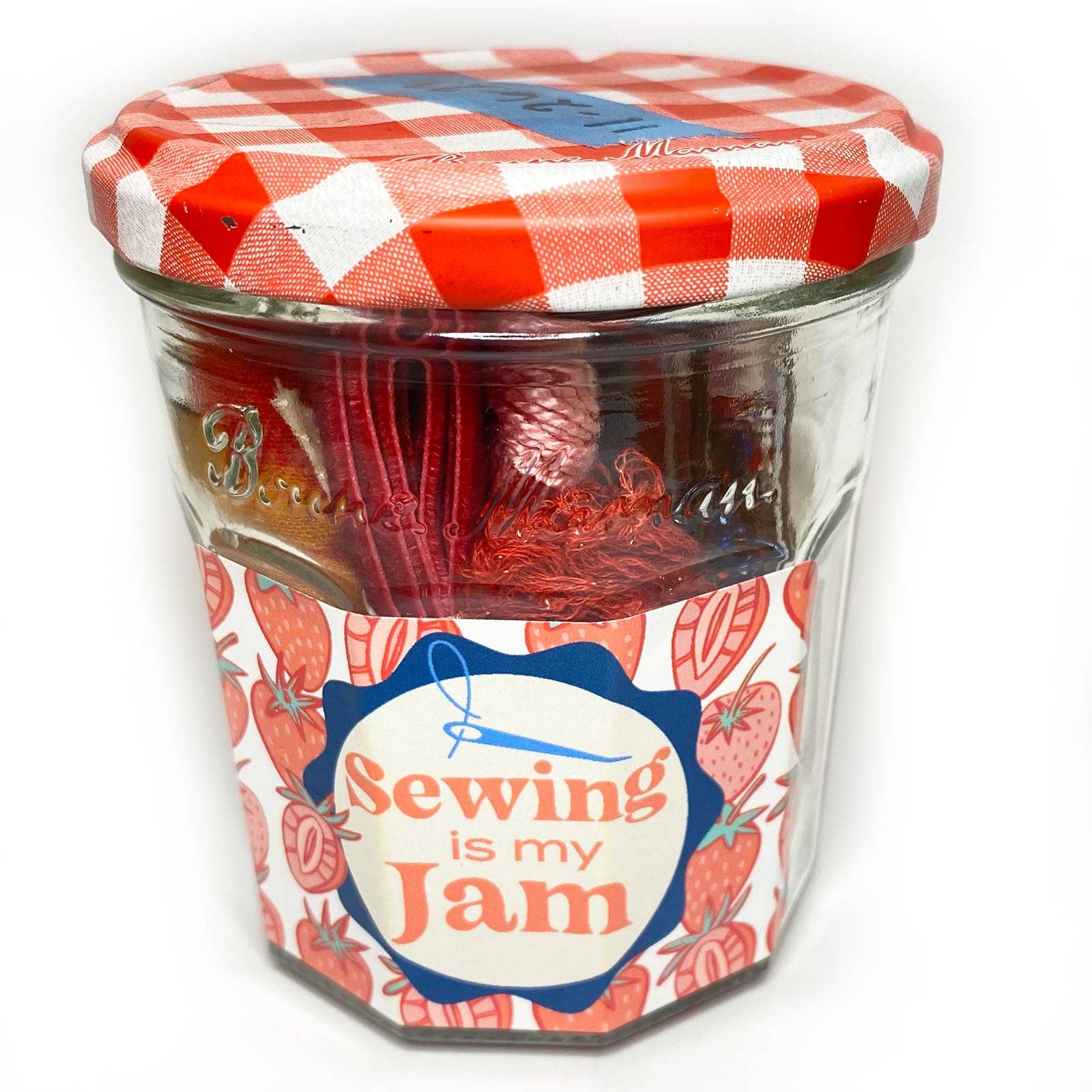 Sewing is My Jam Jar Embroidery Kit - Red Strawberry