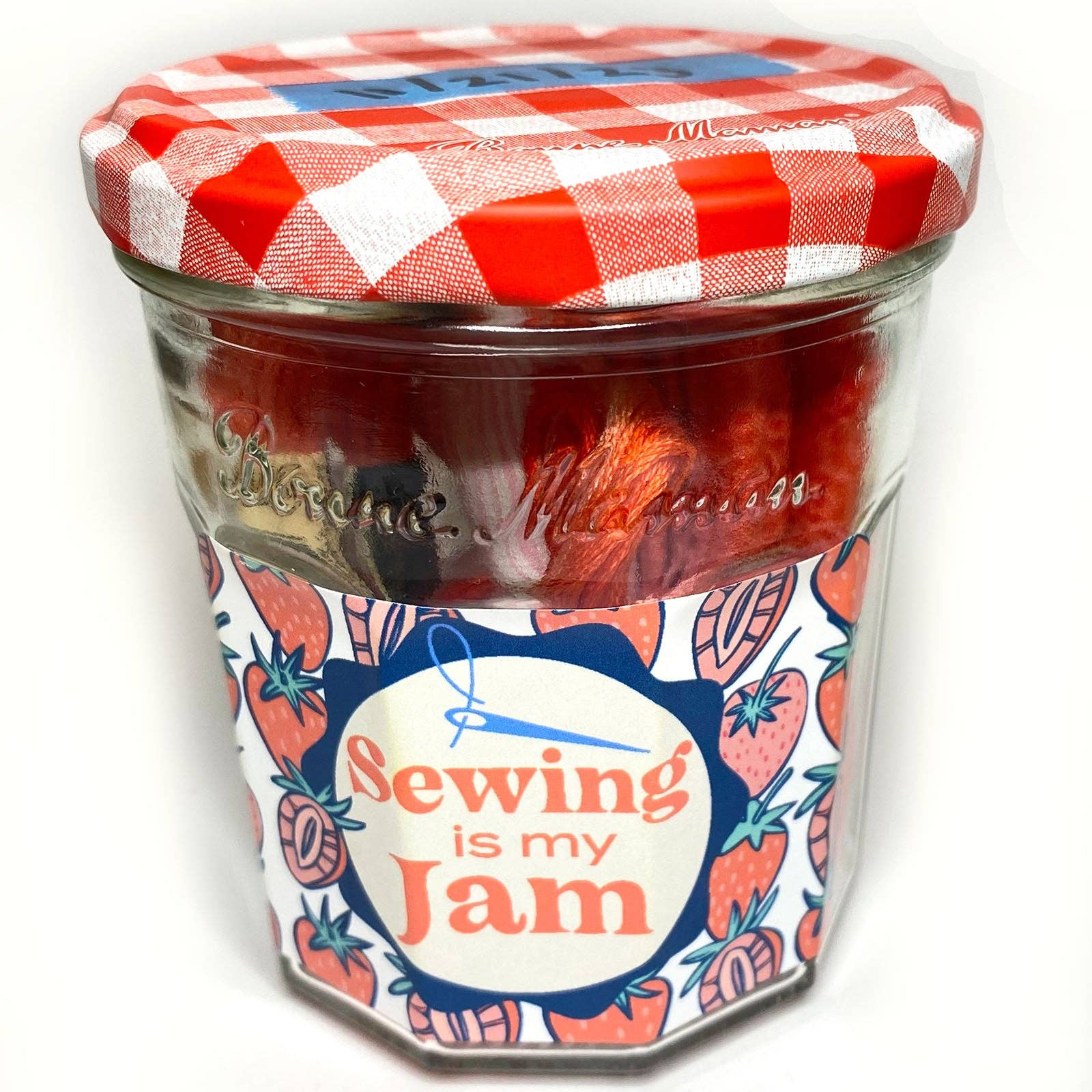 Sewing is My Jam Jar Embroidery Kit - Red Strawberry - Image 5