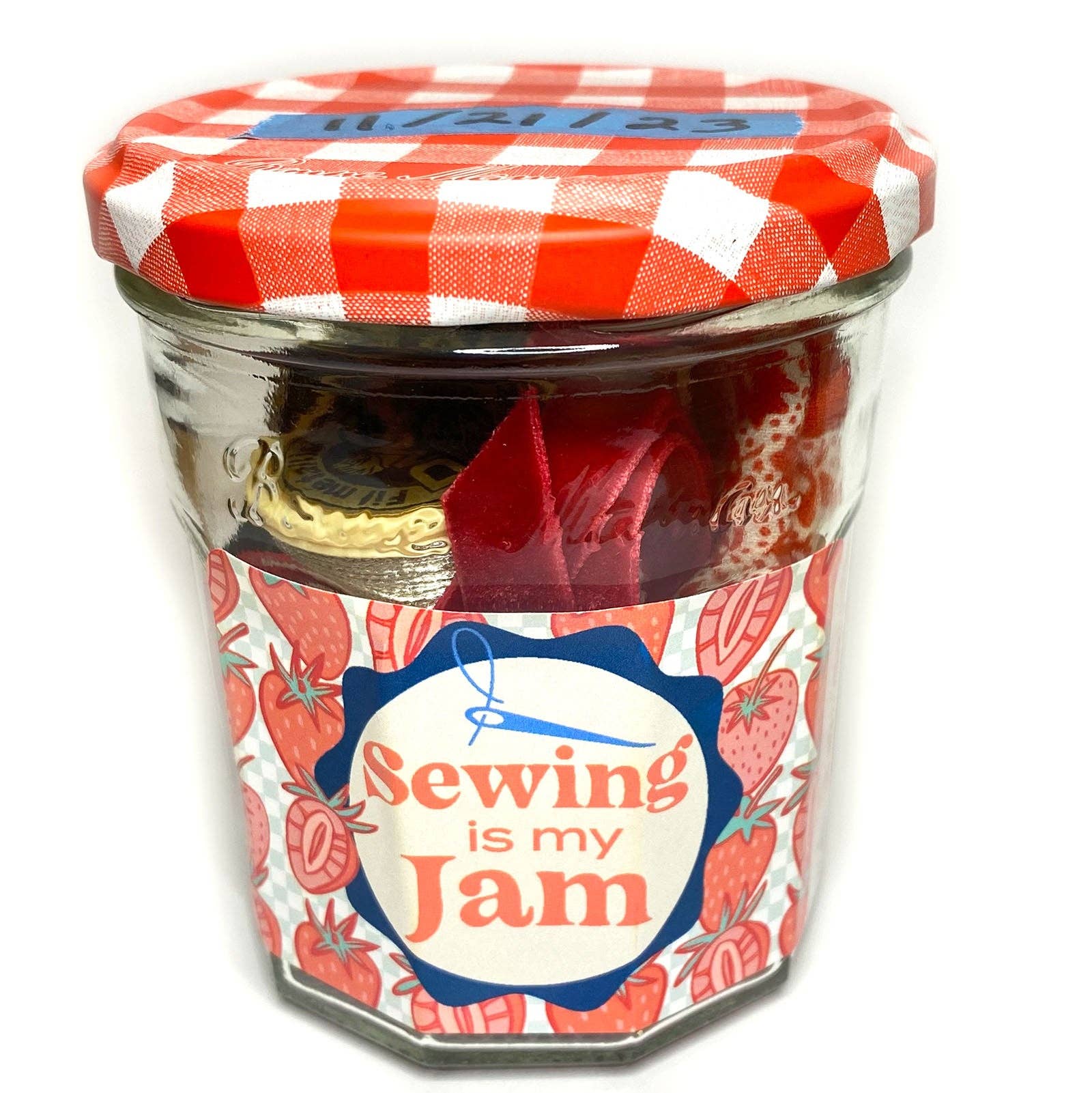 Sewing is My Jam Jar Embroidery Kit - Red Strawberry - Image 6