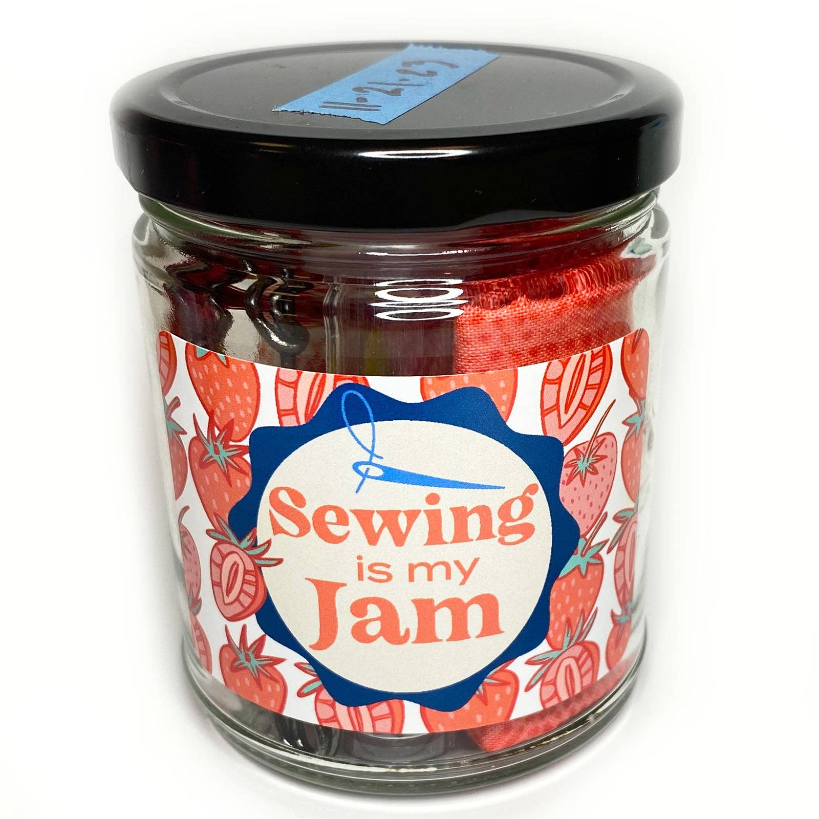 Sewing is My Jam Jar Embroidery Kit - Red Strawberry - Image 7