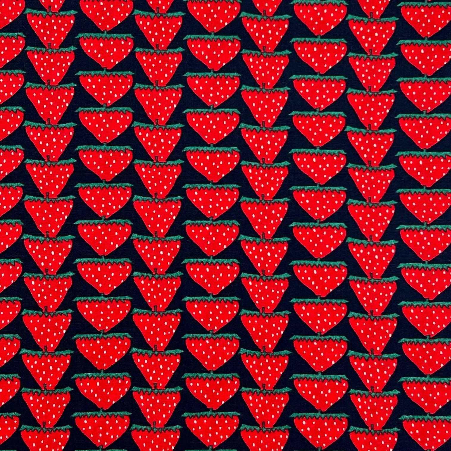 Small Funky Strawberries on Cotton Broadcloth
