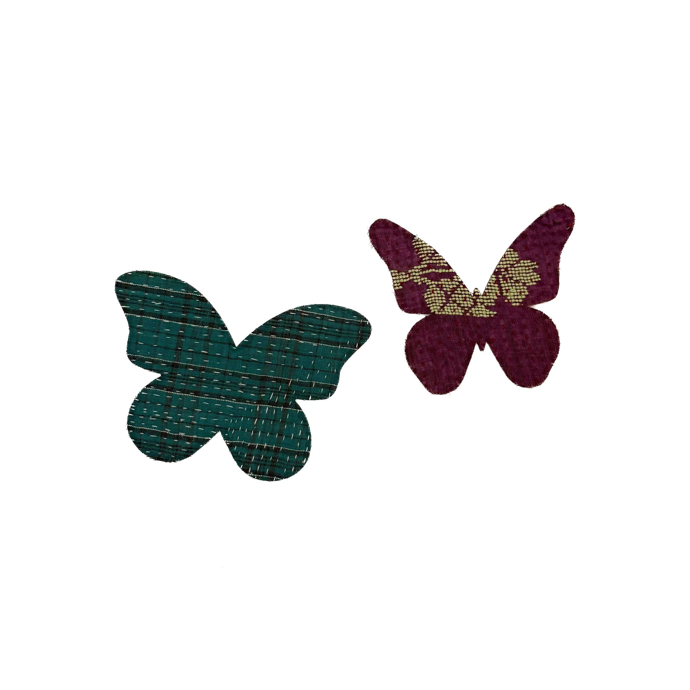 Small Kantha Butterfly Iron-On Patch