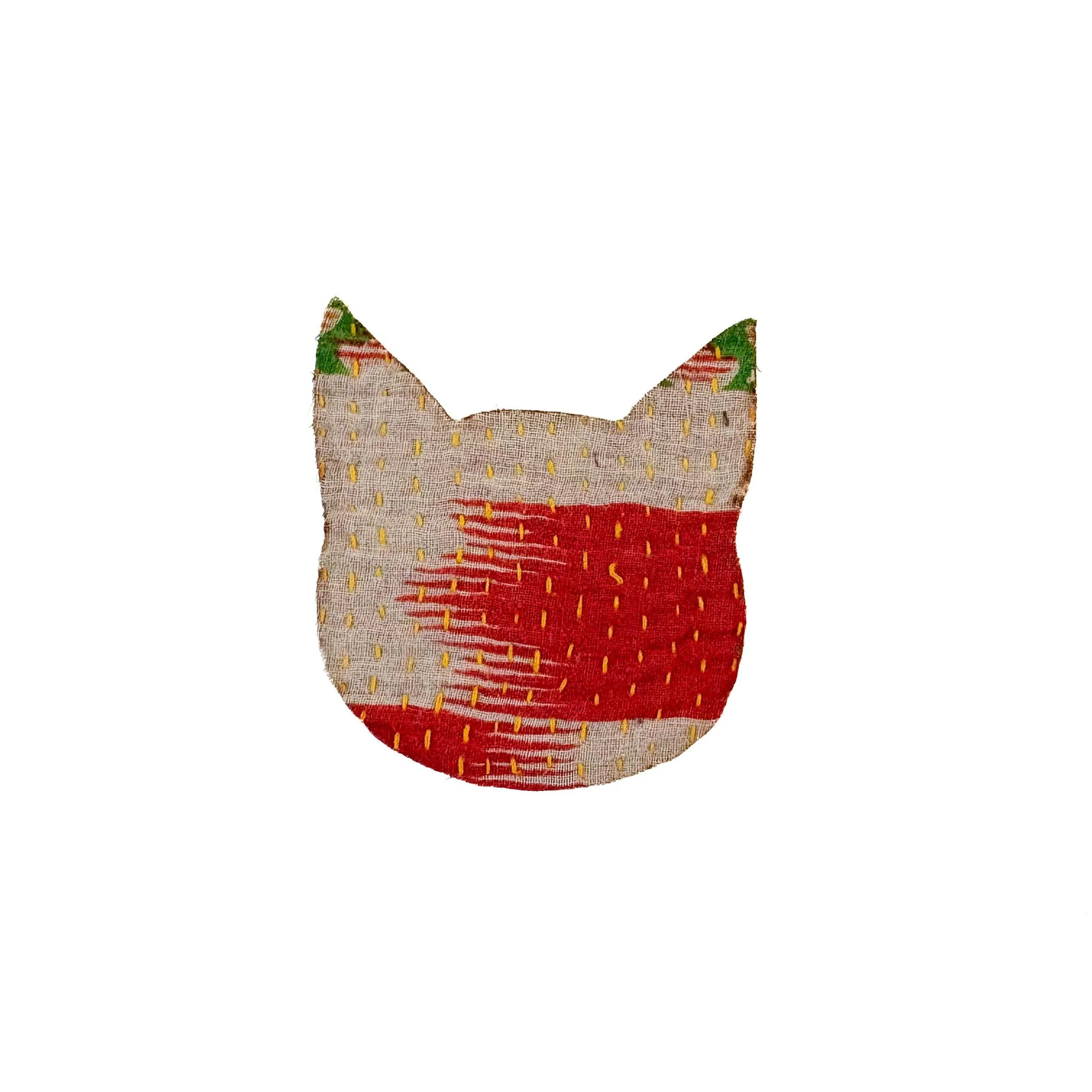 Small Kantha Cat Iron-On Patch