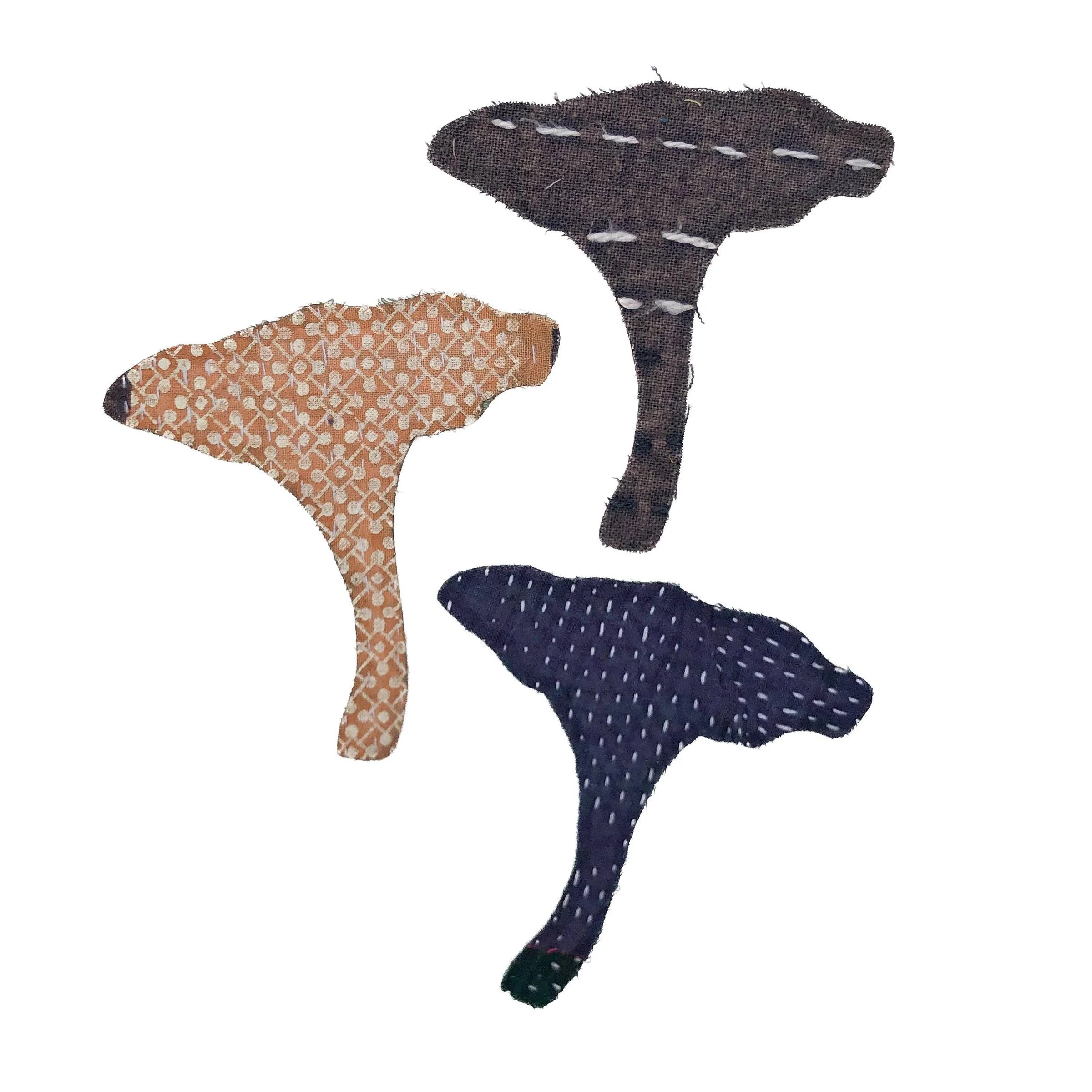 Small Kantha Mushroom Iron-On Patch