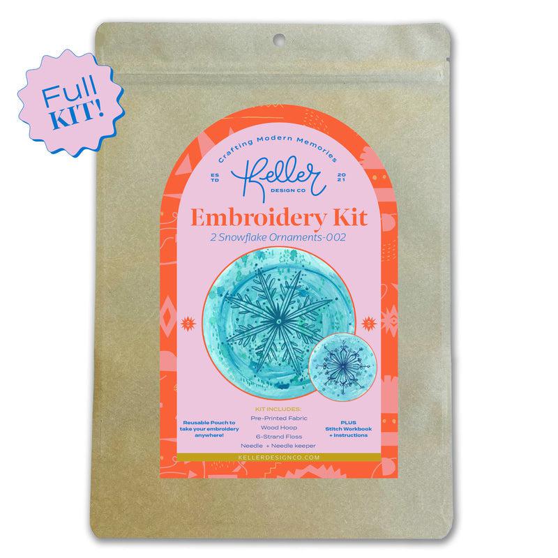 Snowflake Ornament Embroidery Kit - Blue/Blue