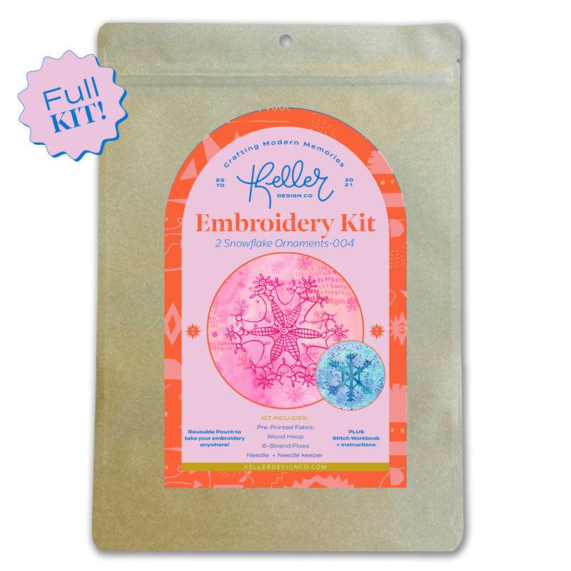 Snowflake Ornament Embroidery Kit - Pink/Blue