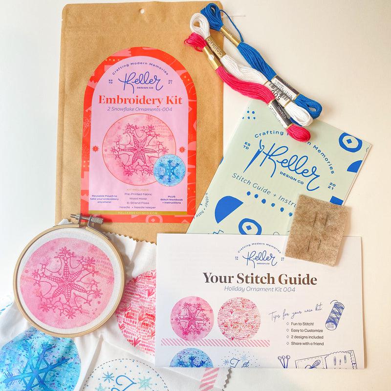 Snowflake Ornament Embroidery Kit - Pink/Blue - Image 2