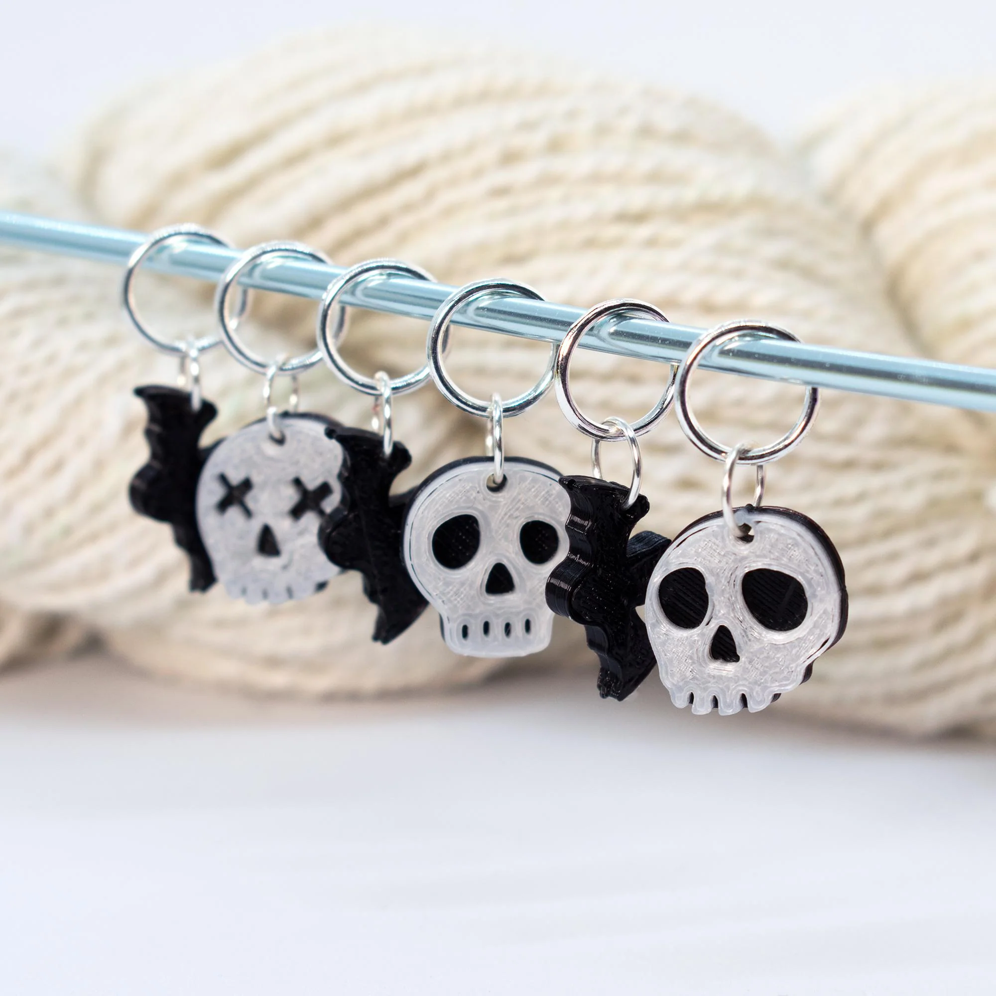 Spooky Skulls & Bats Stitch Marker Set