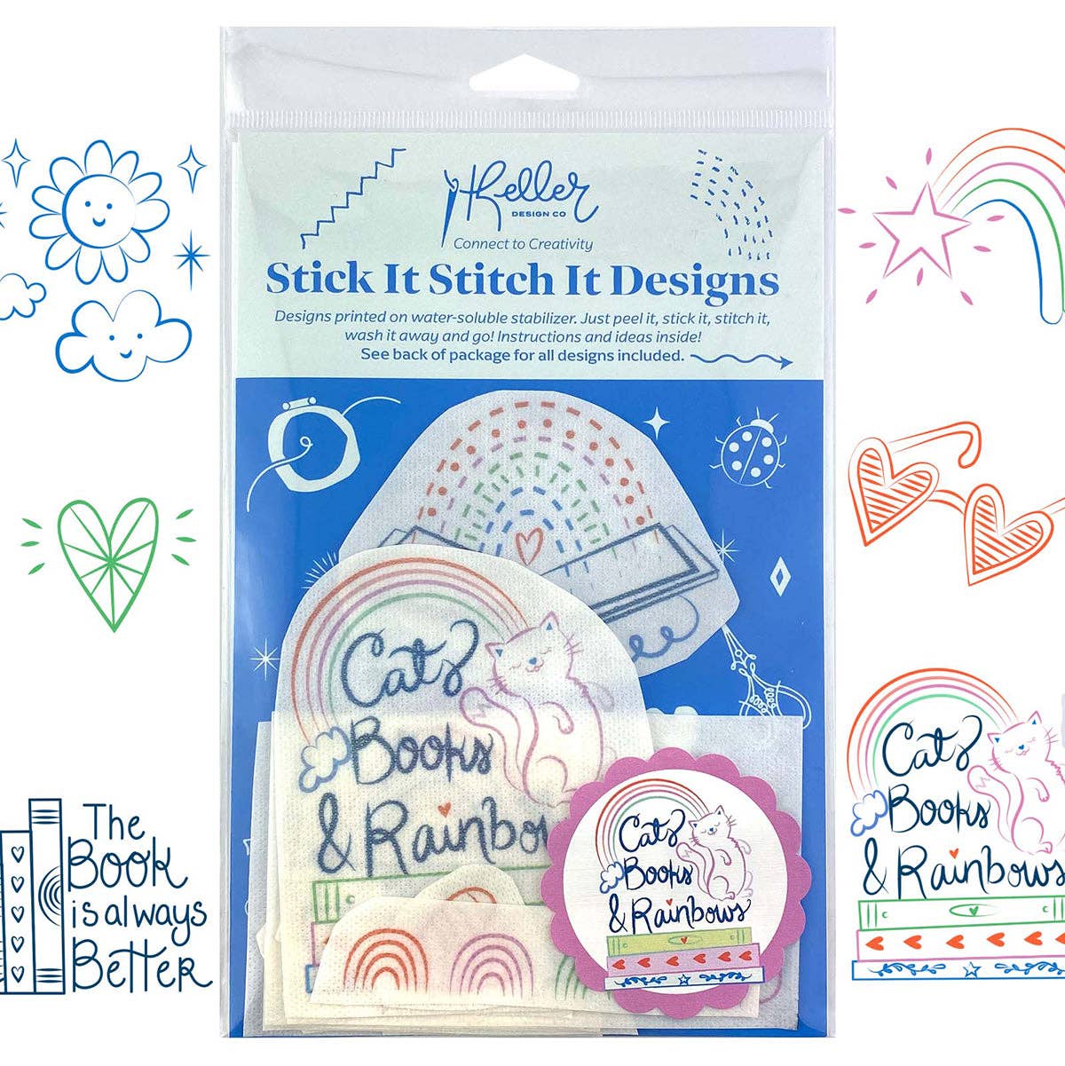 Stick It Stitch It  - Cats, Books, Rainbows