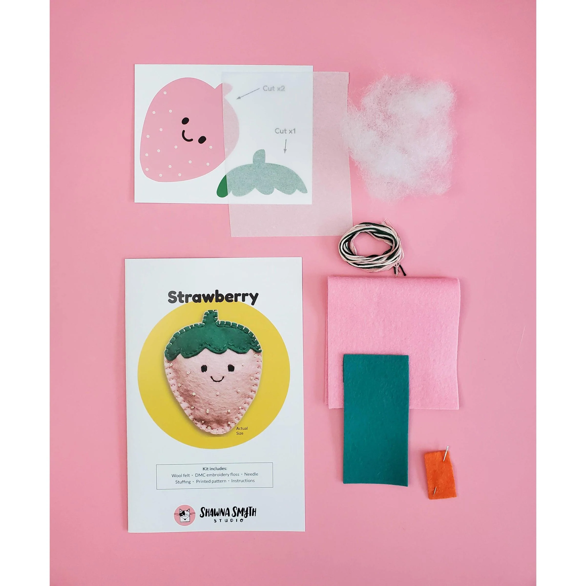 Strawberry Felt Hand Stitching Kit - Image 3